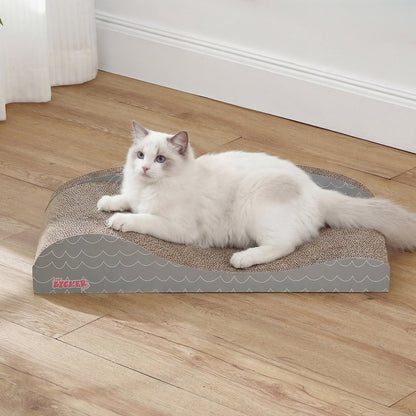 Kokomo Coastal Cardboard Lounge Bed Cat Scratcher with Catnip, Gray