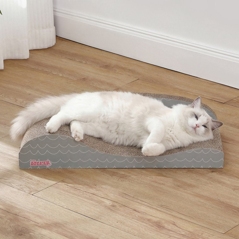 Kokomo Coastal Cardboard Lounge Bed Cat Scratcher with Catnip, Gray