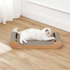 Rini Cardboard Lounge Bed Cat Scratcher with Bell Toys & Catnip, Oak Wood Finish
