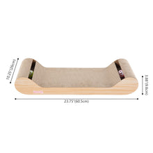 Rini Lounge Cat Scratcher with Bell Toys & Catnip, Oak Wood Finish (Set of 2)