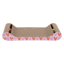 Rini Cardboard Lounge Bed Cat Scratcher with Bell Toys & Catnip, Pink/Red