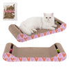 Rini Cardboard Lounge Bed Cat Scratcher with Bell Toys & Catnip, Pink/Red