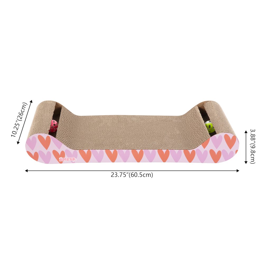 Rini Lounge Bed Cat Scratcher with Bell Toys & Catnip, Pink/Red (Set of 2)