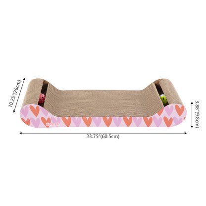 Rini Lounge Bed Cat Scratcher with Bell Toys & Catnip, Pink/Red (Set of 2)