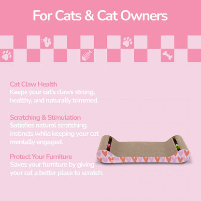 Rini Lounge Bed Cat Scratcher with Bell Toys & Catnip, Pink/Red (Set of 2)