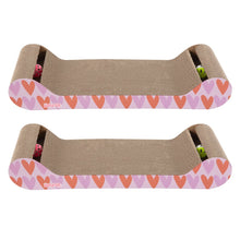 Rini Lounge Bed Cat Scratcher with Bell Toys & Catnip, Pink/Red (Set of 2)