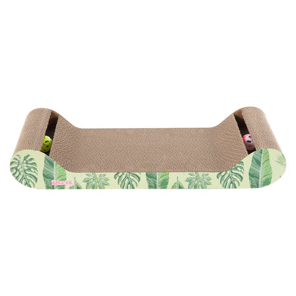Rini Cardboard Lounge Bed Cat Scratcher with Bell Toys & Catnip, Mint/Green