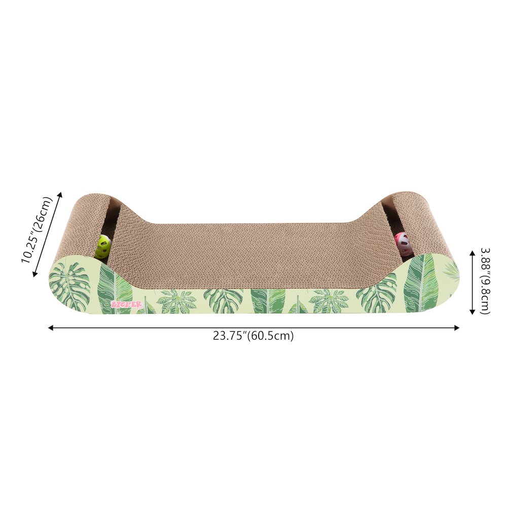 Rini Lounge Bed Cat Scratcher with Bell Toys & Catnip, Mint/Green (Set of 2)