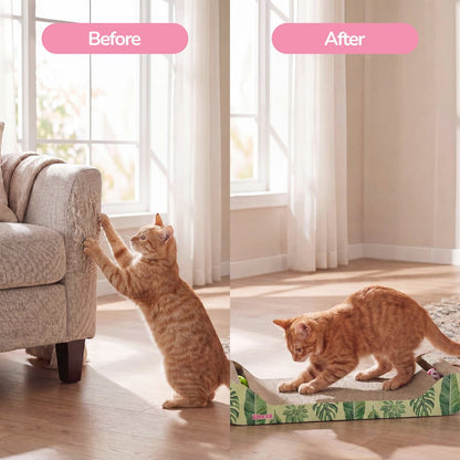 Rini Lounge Bed Cat Scratcher with Bell Toys & Catnip, Mint/Green (Set of 2)