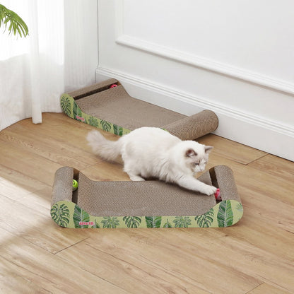 Rini Lounge Bed Cat Scratcher with Bell Toys & Catnip, Mint/Green (Set of 2)