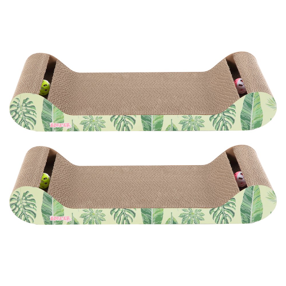 Rini Lounge Bed Cat Scratcher with Bell Toys & Catnip, Mint/Green (Set of 2)