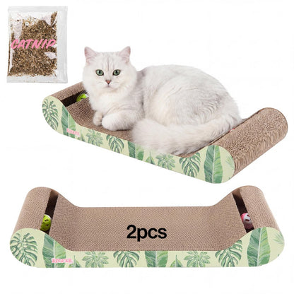 Rini Lounge Bed Cat Scratcher with Bell Toys & Catnip, Mint/Green (Set of 2)