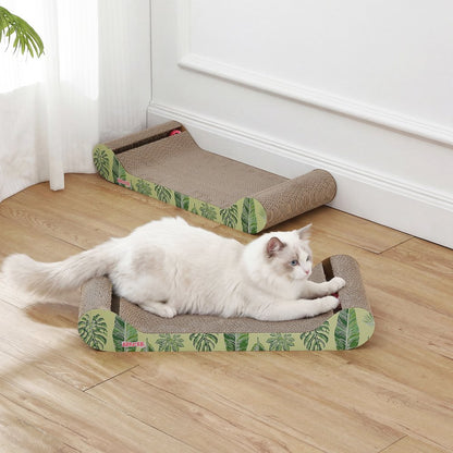 Rini Lounge Bed Cat Scratcher with Bell Toys & Catnip, Mint/Green (Set of 2)