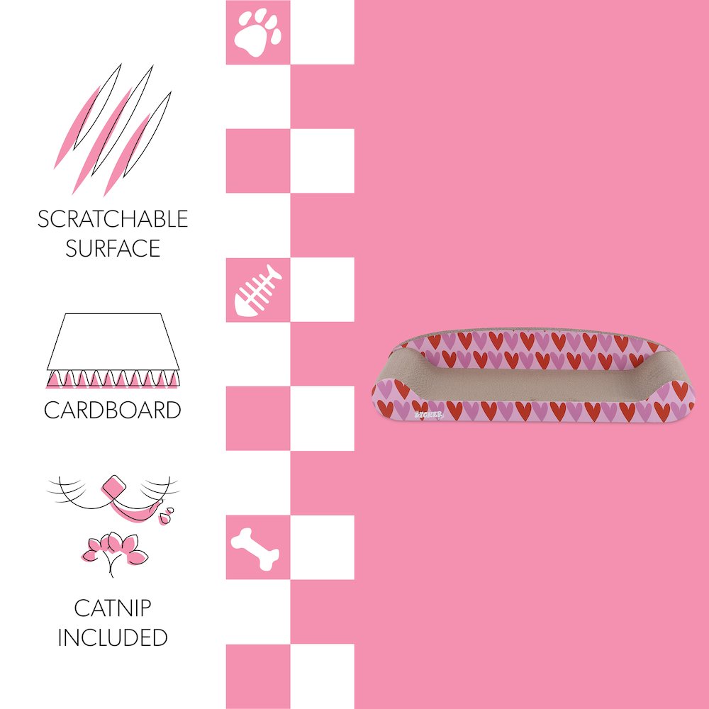 Montego Coastal Patterned Cardboard Lounge Bed Cat Scratcher With Catnip