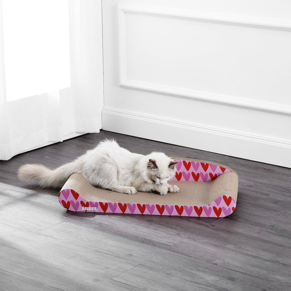 Montego Coastal Patterned Cardboard Lounge Bed Cat Scratcher With Catnip
