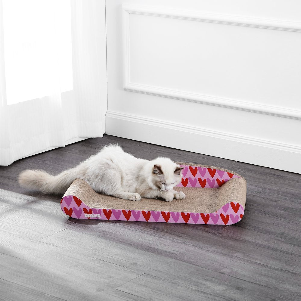 Montego Coastal Patterned Cardboard Lounge Bed Cat Scratcher With Catnip
