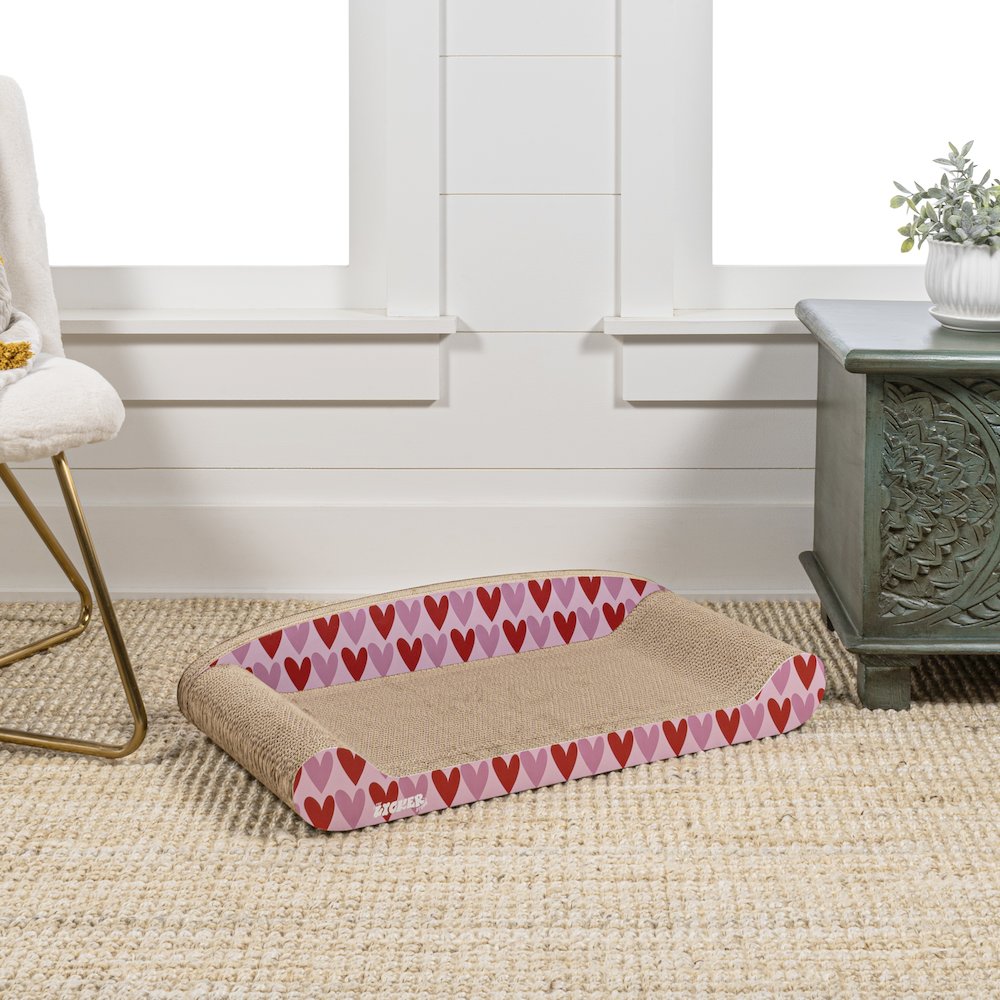 Montego Coastal Patterned Cardboard Lounge Bed Cat Scratcher With Catnip
