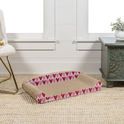 Montego Coastal Patterned Cardboard Lounge Bed Cat Scratcher With Catnip