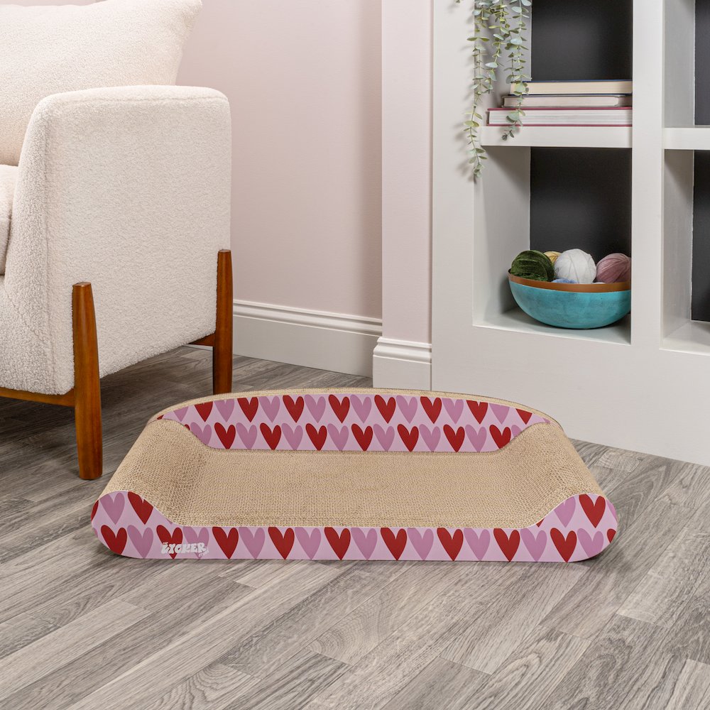 Montego Coastal Patterned Cardboard Lounge Bed Cat Scratcher With Catnip