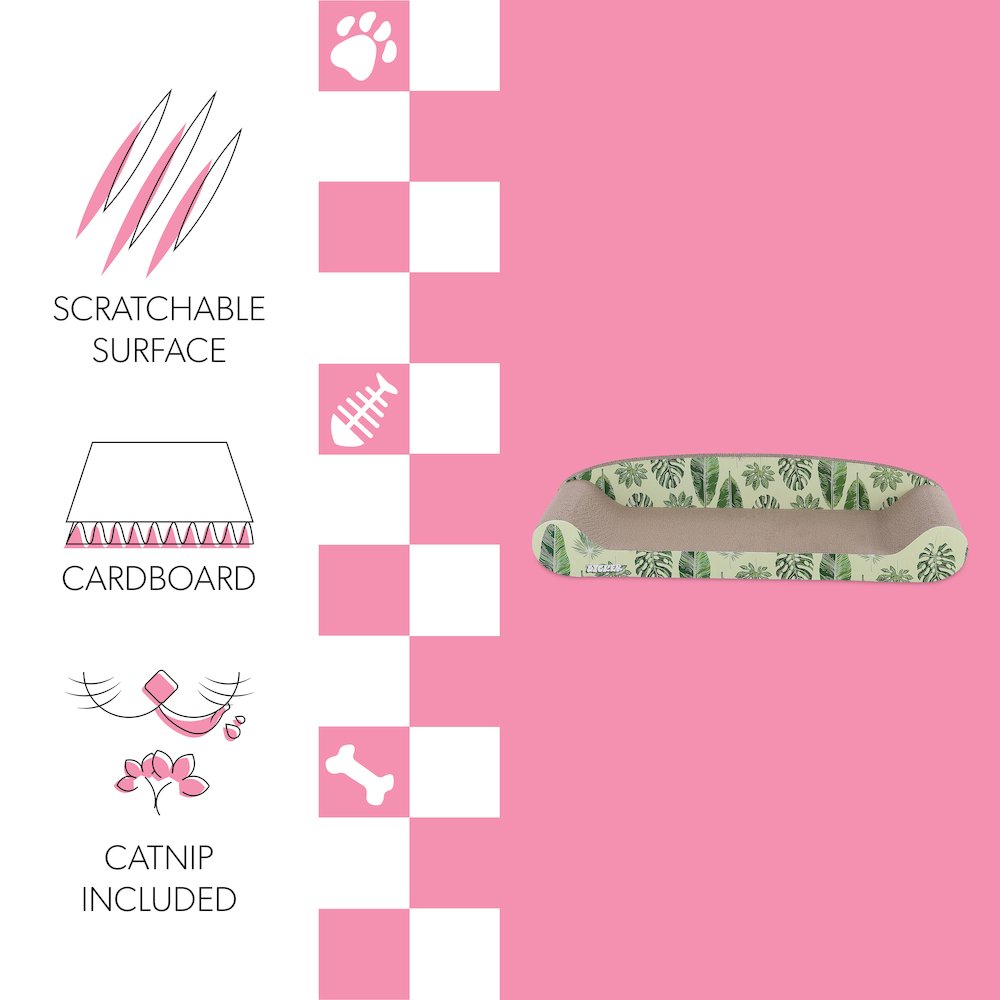 Montego Coastal Patterned Cardboard Lounge Bed Cat Scratcher With Catnip