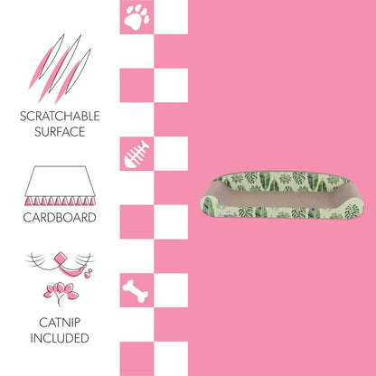 Montego Coastal Patterned Cardboard Lounge Bed Cat Scratcher With Catnip