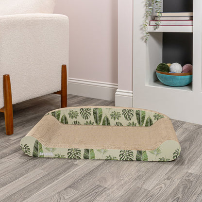Montego Coastal Patterned Cardboard Lounge Bed Cat Scratcher With Catnip