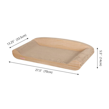 Montego Coastal Cardboard Lounge Bed Cat Scratcher with Catnip, Oak Wood Finish
