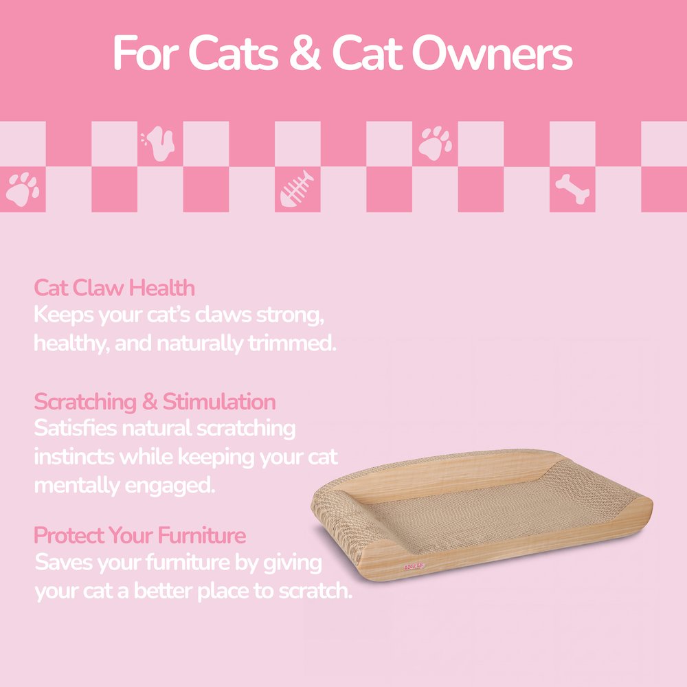 Montego Coastal Cardboard Lounge Bed Cat Scratcher with Catnip, Oak Wood Finish