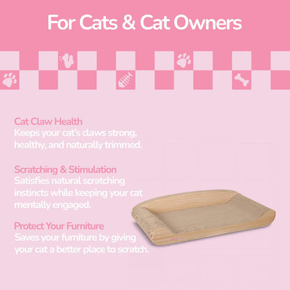 Montego Coastal Cardboard Lounge Bed Cat Scratcher with Catnip, Oak Wood Finish
