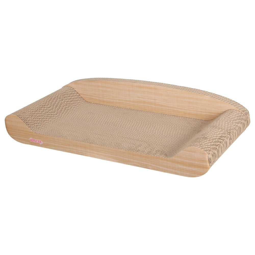 Montego Coastal Cardboard Lounge Bed Cat Scratcher with Catnip, Oak Wood Finish