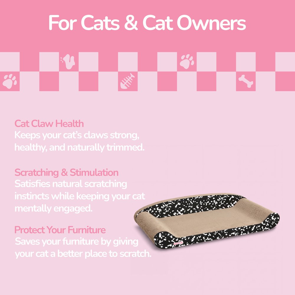 Montego Coastal Cardboard Lounge Bed Cat Scratcher with Catnip, Black/White