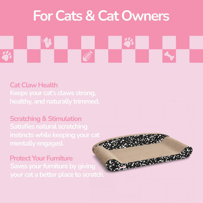 Montego Coastal Cardboard Lounge Bed Cat Scratcher with Catnip, Black/White