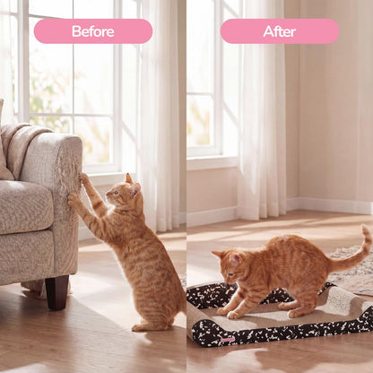 Montego Coastal Cardboard Lounge Bed Cat Scratcher with Catnip, Black/White