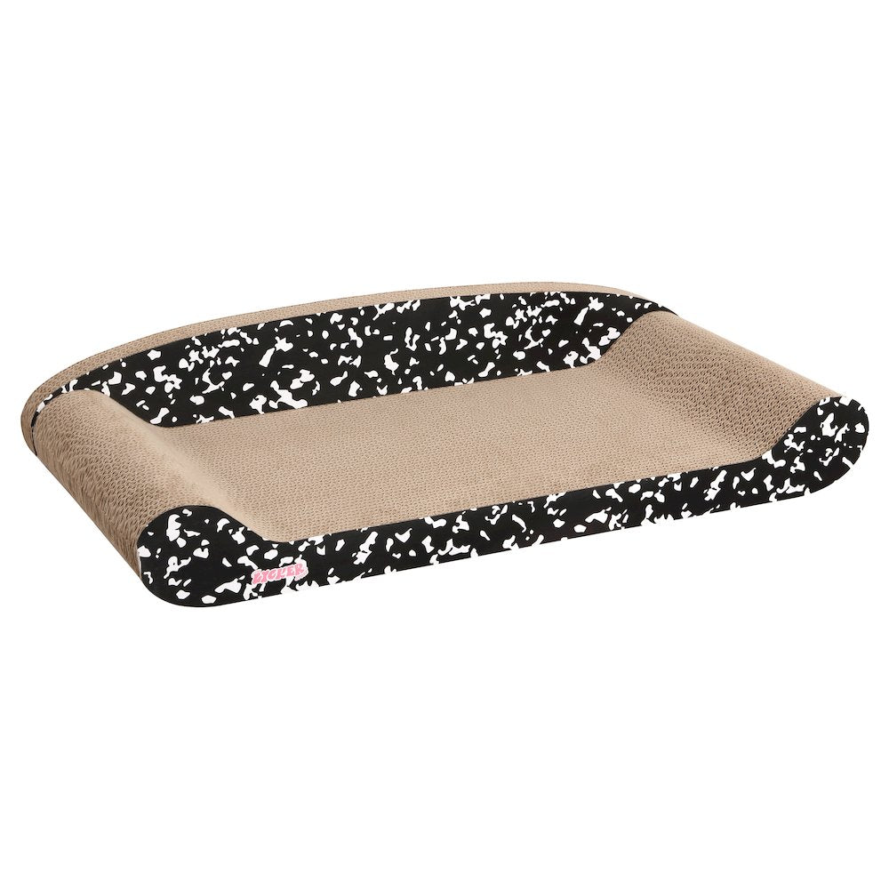 Montego Coastal Cardboard Lounge Bed Cat Scratcher with Catnip, Black/White