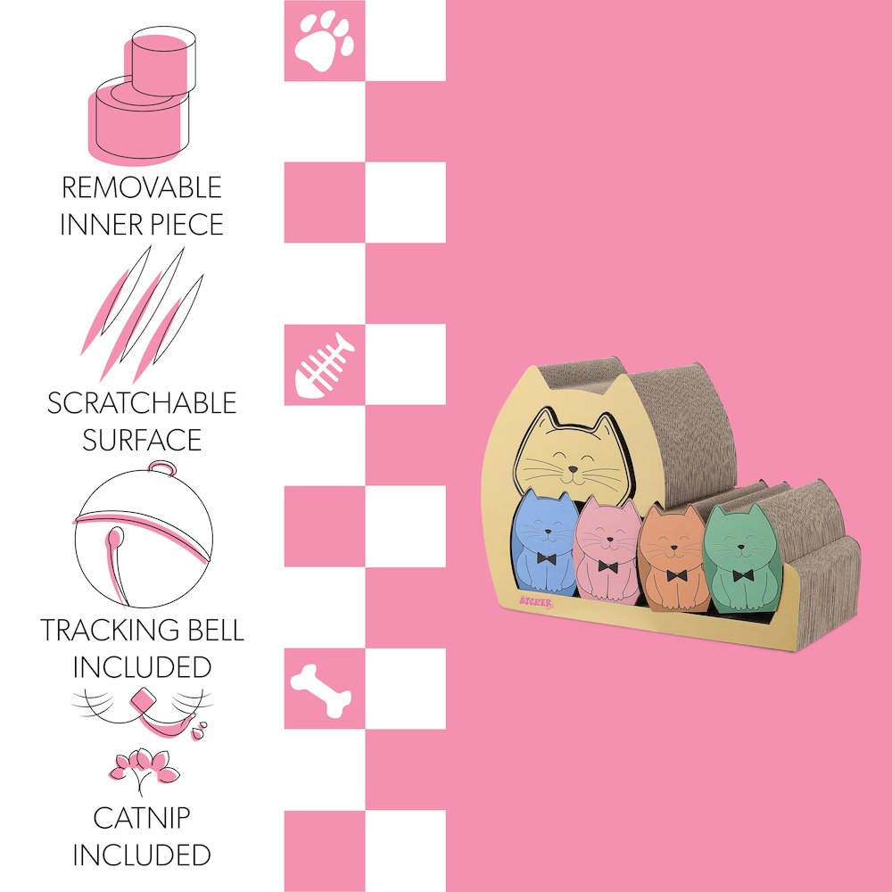 Kazoku Modern Cardboard 5-In-1 Family Cat Cave Scratcher