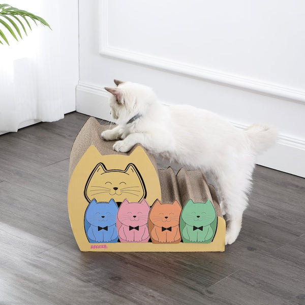 Kazoku Modern Cardboard 5-In-1 Family Cat Cave Scratcher