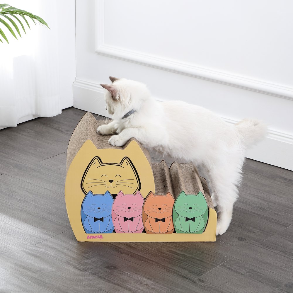 Kazoku Modern Cardboard 5-In-1 Family Cat Cave Scratcher