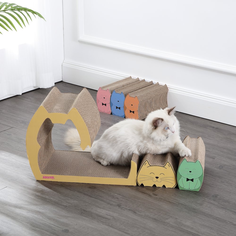 Kazoku Modern Cardboard 5-In-1 Family Cat Cave Scratcher