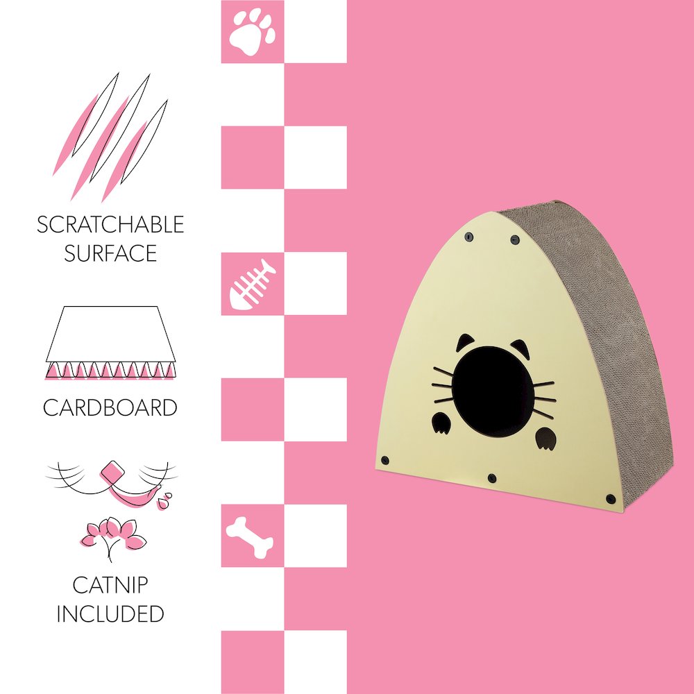 Koko Modern Cardboard Triangle Cat Cave Scratcher With Catnip