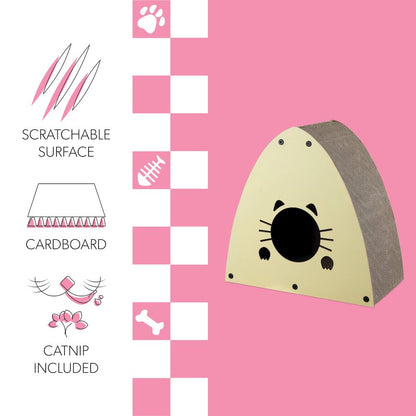 Koko Modern Cardboard Triangle Cat Cave Scratcher With Catnip