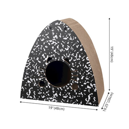 Koko Modern Cardboard Triangle Cat Cave Scratcher with Catnip, Black/White