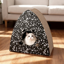 Koko Modern Cardboard Triangle Cat Cave Scratcher with Catnip, Black/White