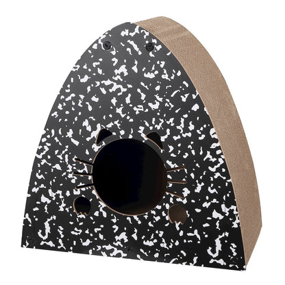 Koko Modern Cardboard Triangle Cat Cave Scratcher with Catnip, Black/White