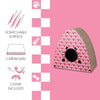 Koko Modern Cardboard Triangle Cat Cave Scratcher with Catnip, Pink/Red