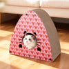 Koko Modern Cardboard Triangle Cat Cave Scratcher with Catnip, Pink/Red