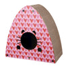 Koko Modern Cardboard Triangle Cat Cave Scratcher with Catnip, Pink/Red