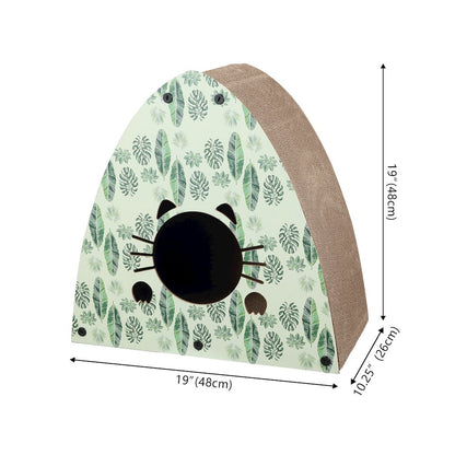 Koko Modern Cardboard Triangle Cat Cave Scratcher with Catnip, Mint/Green