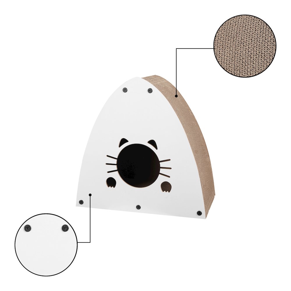 Koko Modern Cardboard Triangle Cat Cave Scratcher with Catnip, Gray