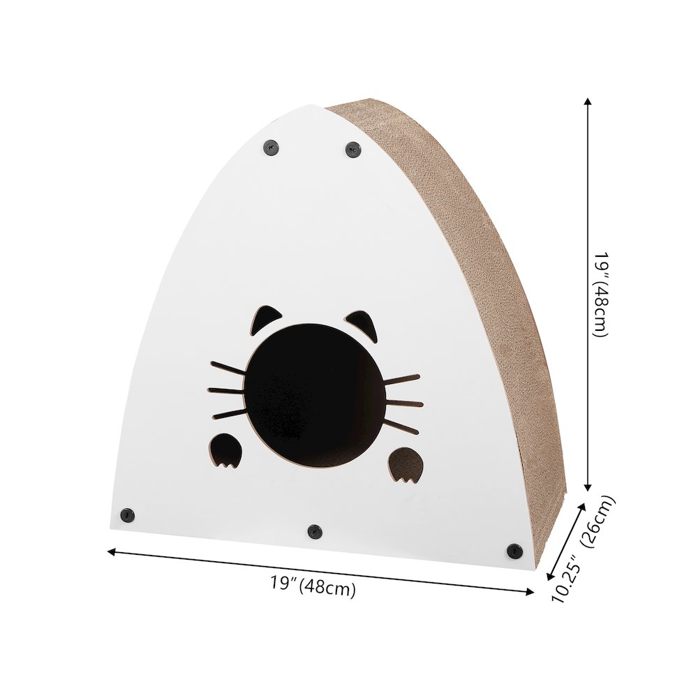 Koko Modern Cardboard Triangle Cat Cave Scratcher with Catnip, Gray