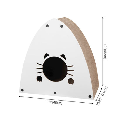 Koko Modern Cardboard Triangle Cat Cave Scratcher with Catnip, Gray